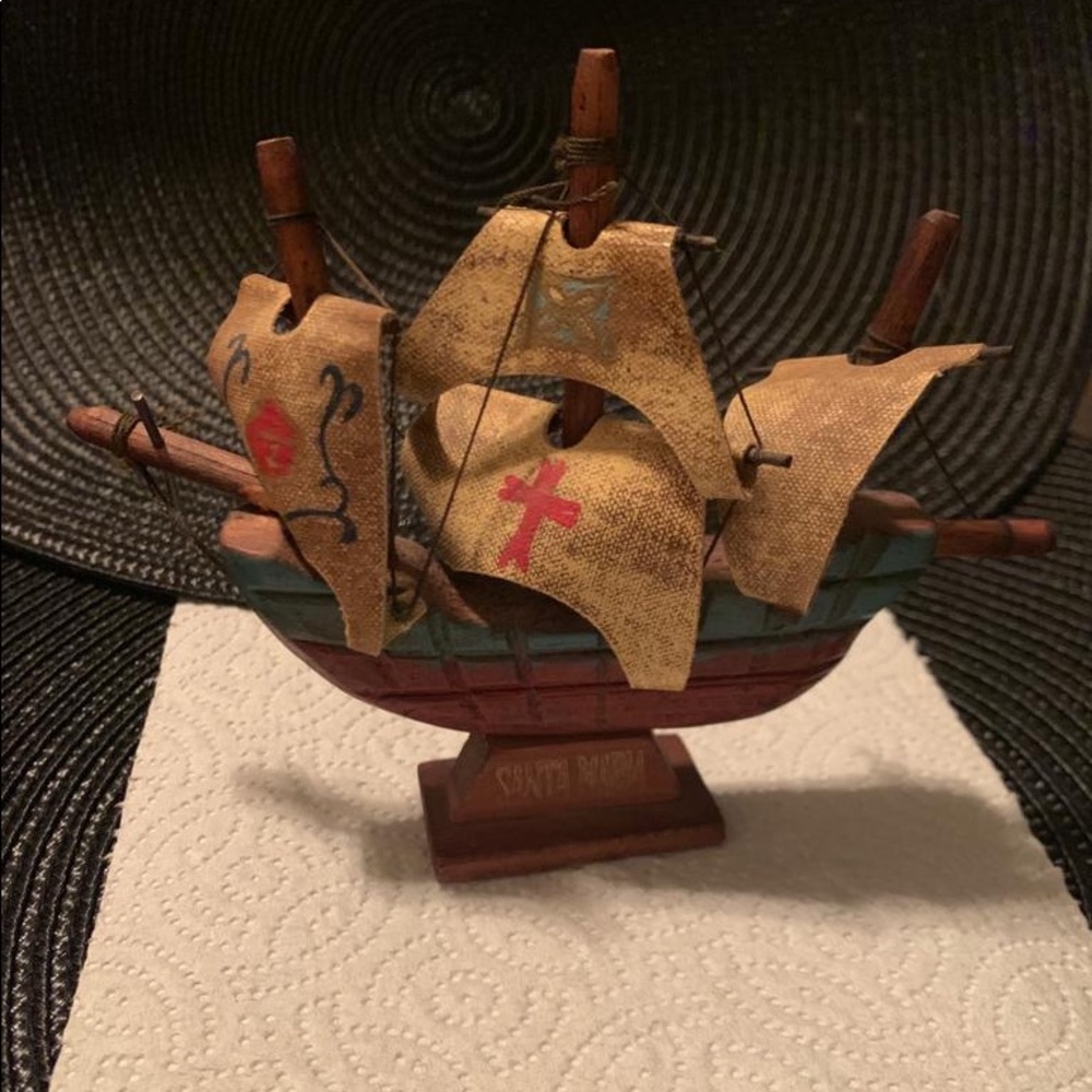Vintage Wooden Replica Of The Santa Maria